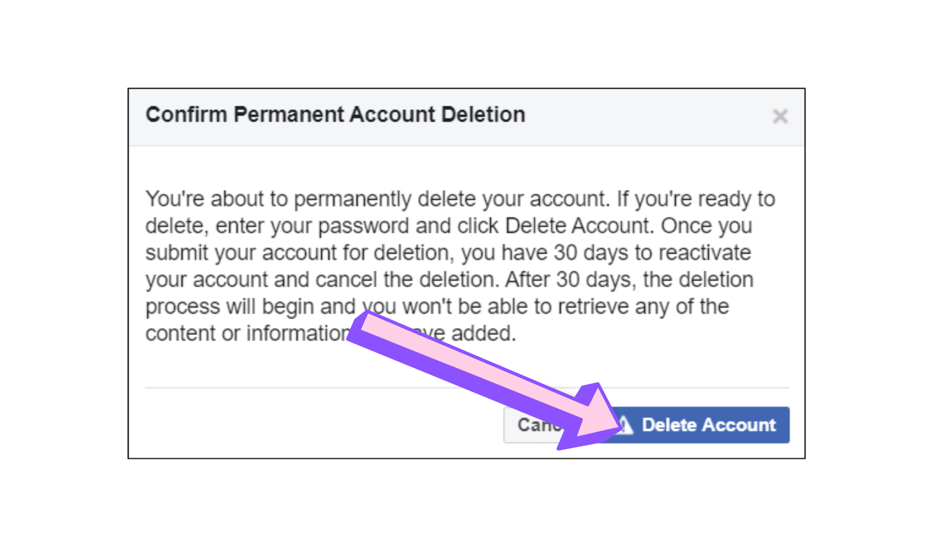 Facebook Account deletion Step 4