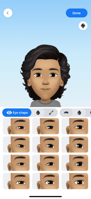 select Eye Shape in Facebook Avatar