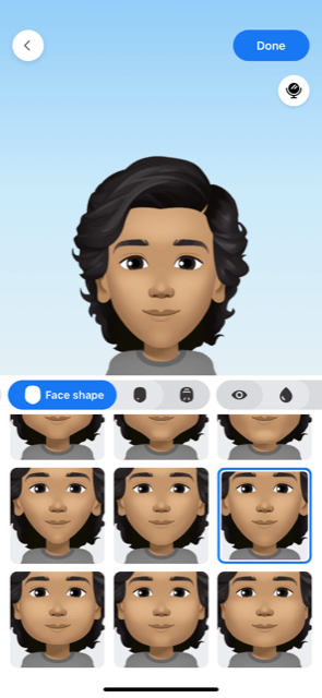 select Face Shape in Facebook Avatar