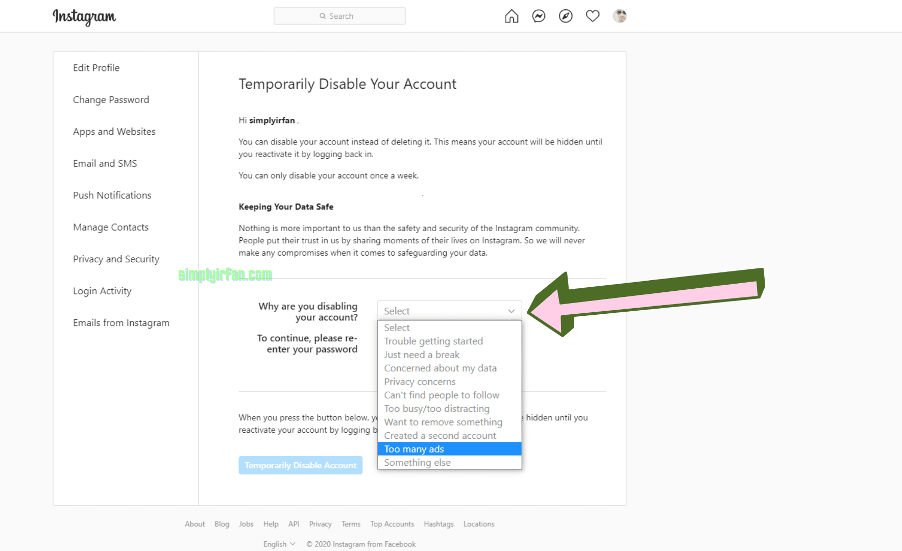 why are you disabling your Instagram account