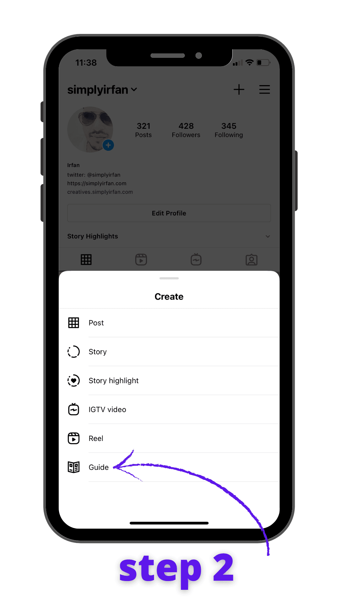 Create Instagram Guides Step 2