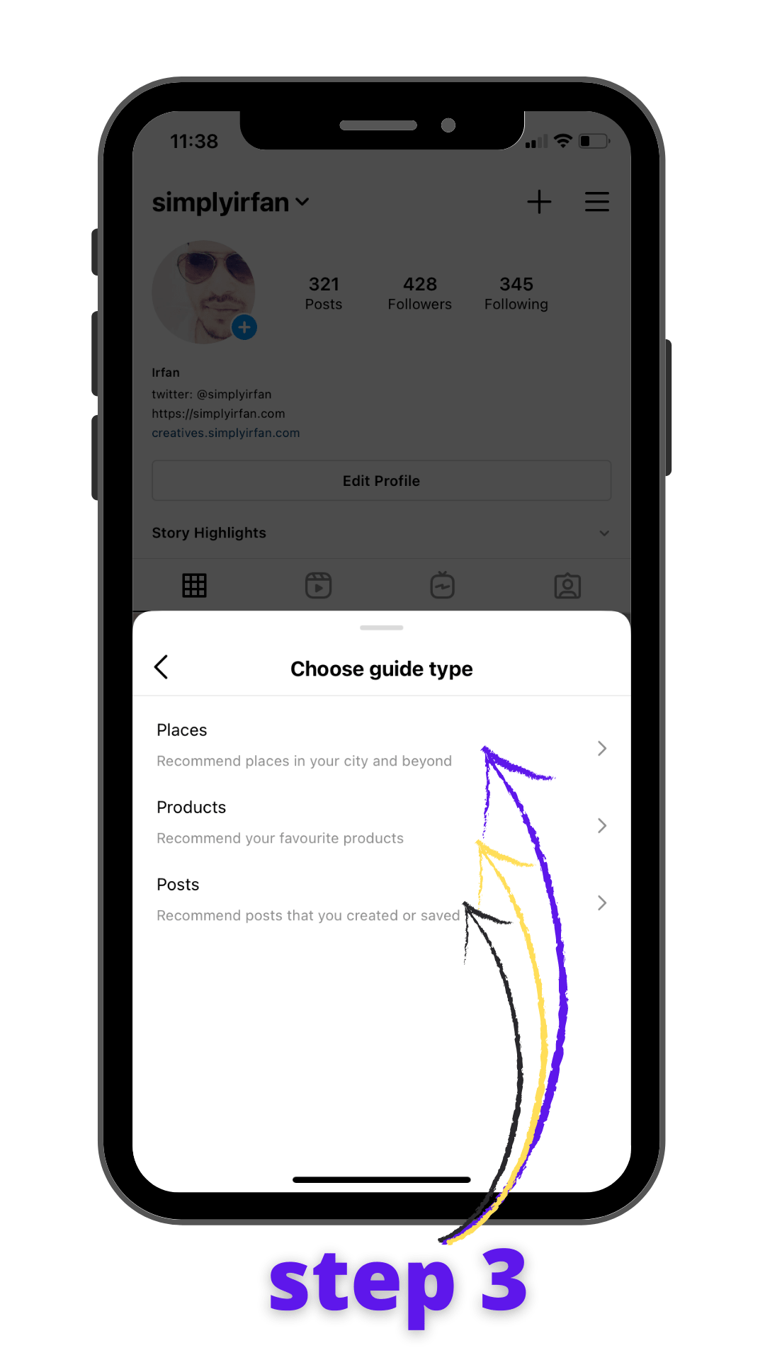 Create Instagram Guides Step 3