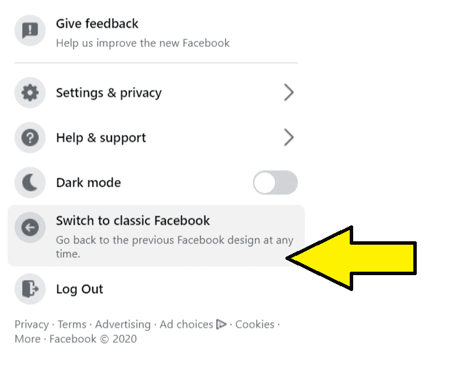 switch to classic Facebook step 2