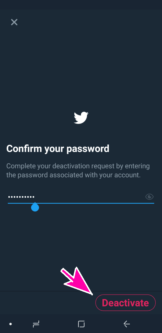 delete twitter account on android