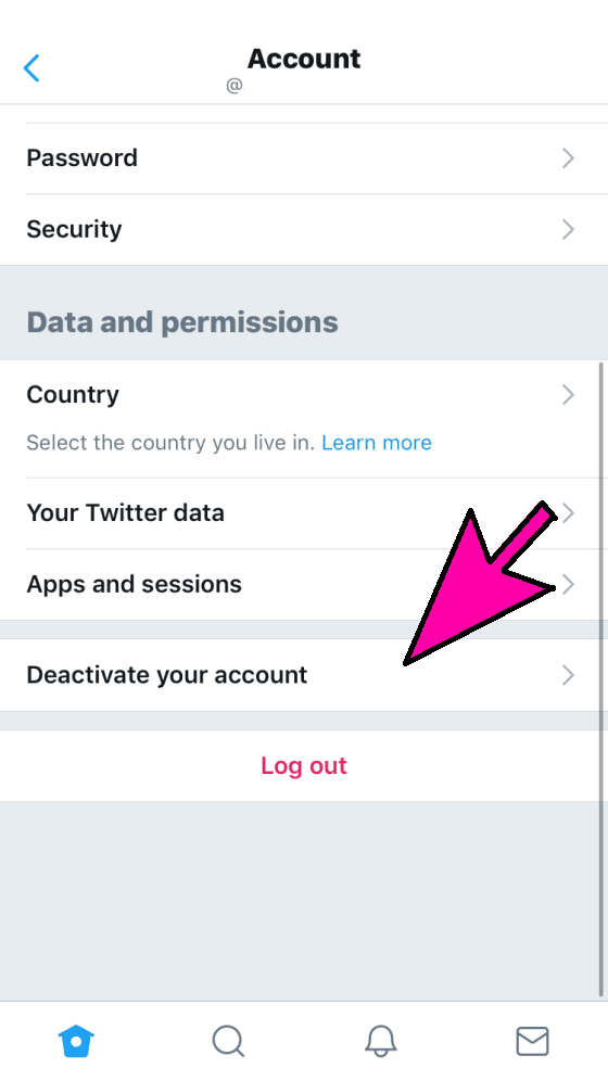 delete twitter account on iphone