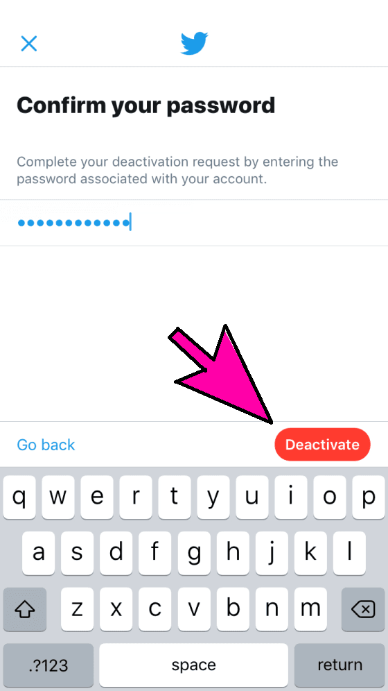 delete twitter account on iphone