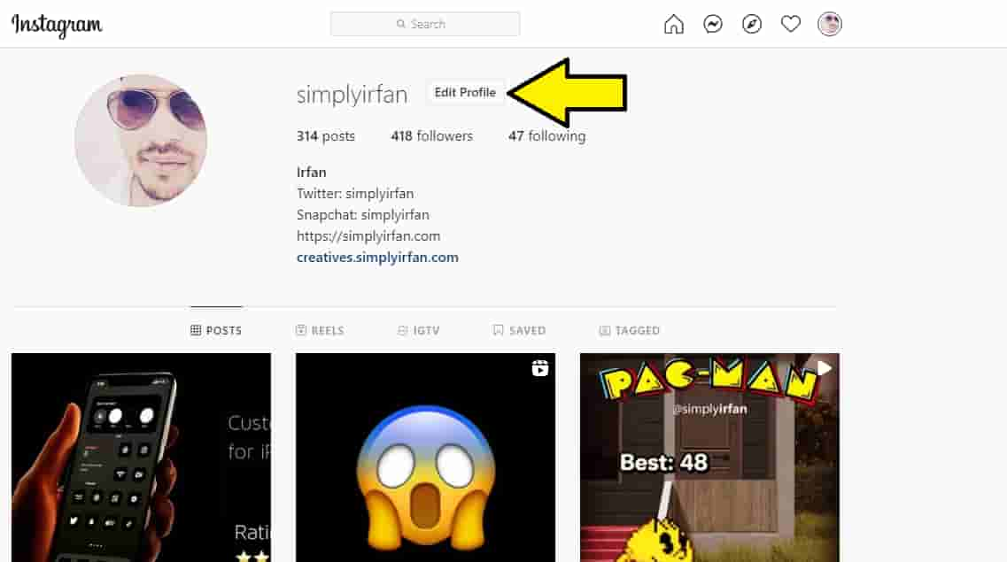 change Instagram username on desktop step 1