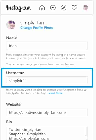 change Instagram username on mobile step 2