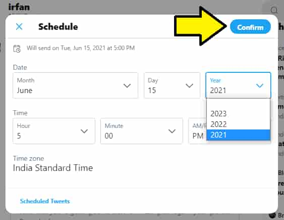 schedule tweets step 3