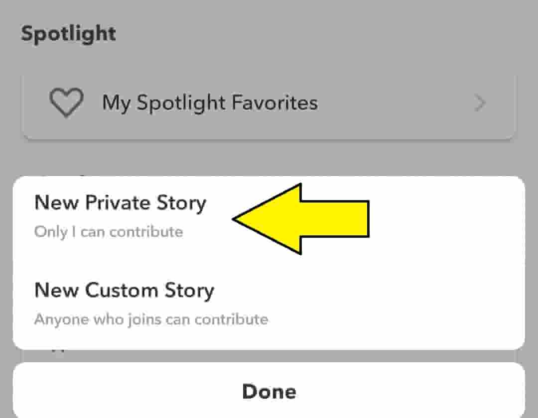create private story on snapchat step