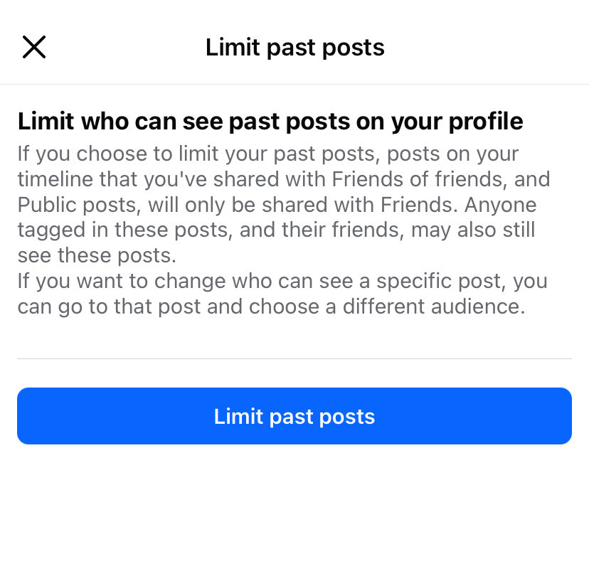 limit past posts on Facebook