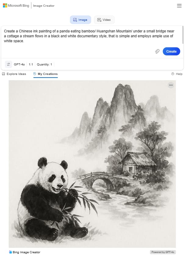 Bing AI Cartoon Creator with prompt