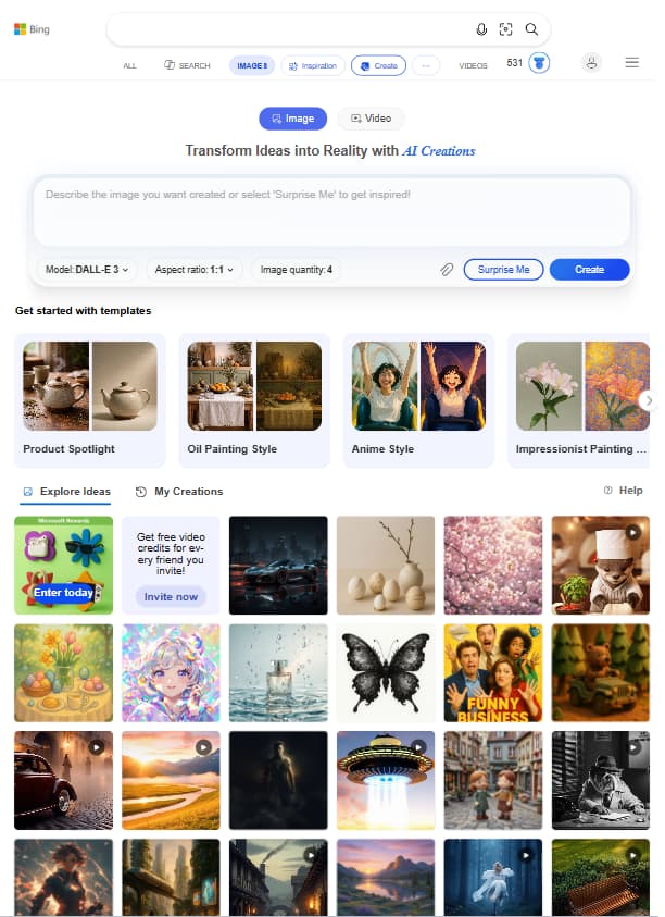 Bing AI Image Video Creator