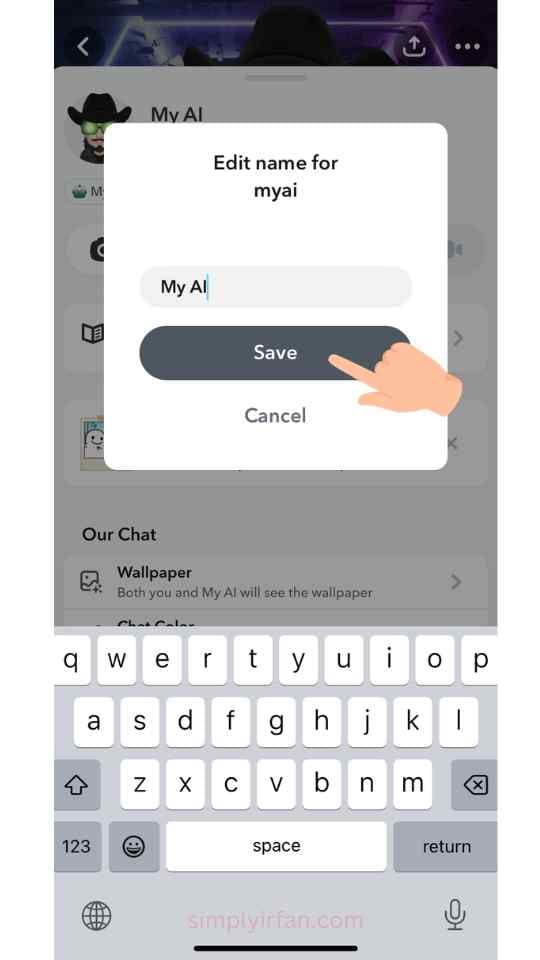 Change the name of My AI on Snapchat Step 2