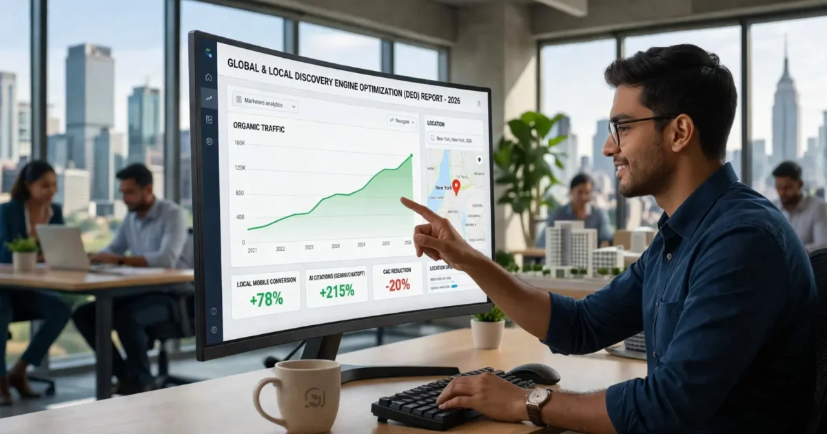 Comprehensive 2026 SEO strategy map showing the 4 pillars of SEO, AI citations, and local discovery engine optimization.