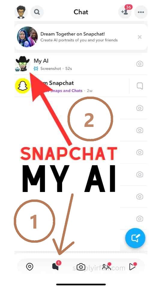Get My AI on Snapchat on iOS iPhone Step 1 and Step 2