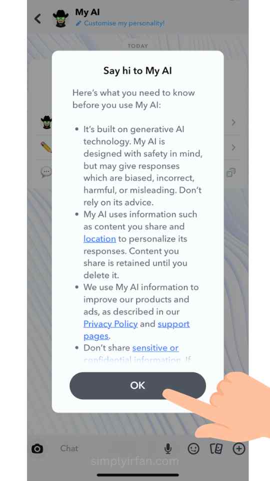Get My AI on Snapchat on iOS iPhone Step 3