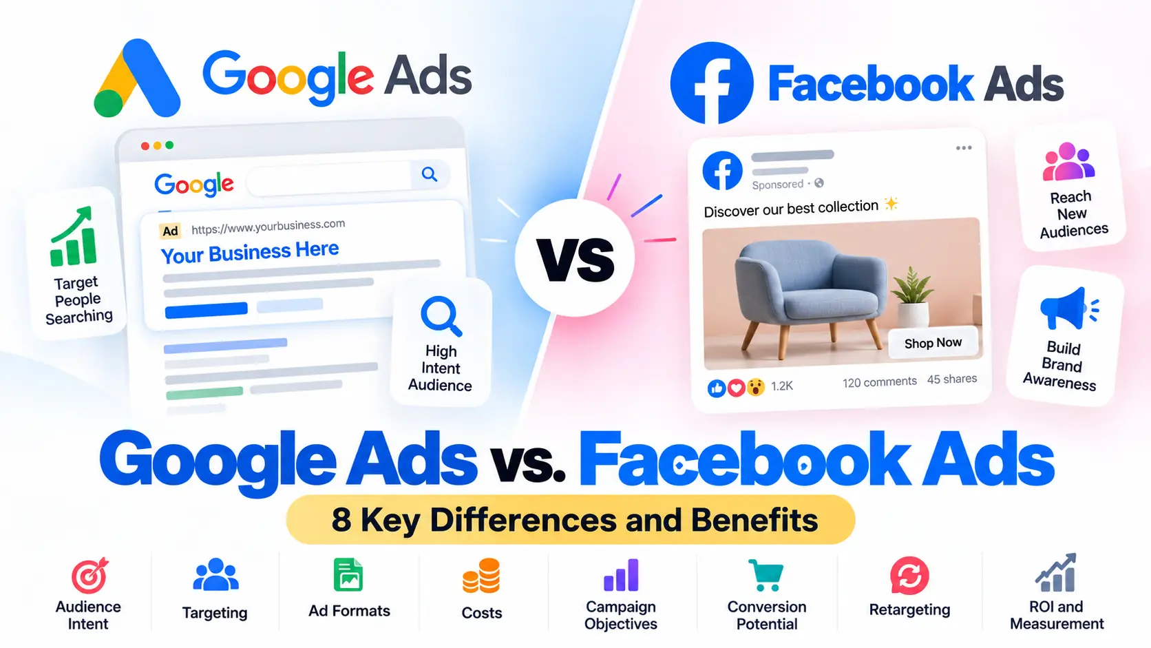 Google Ads vs Facebook Ads: 8 Key Differences and Benefits 1 Google Ads vs Facebook Ads: 8 Key Differences and Benefits