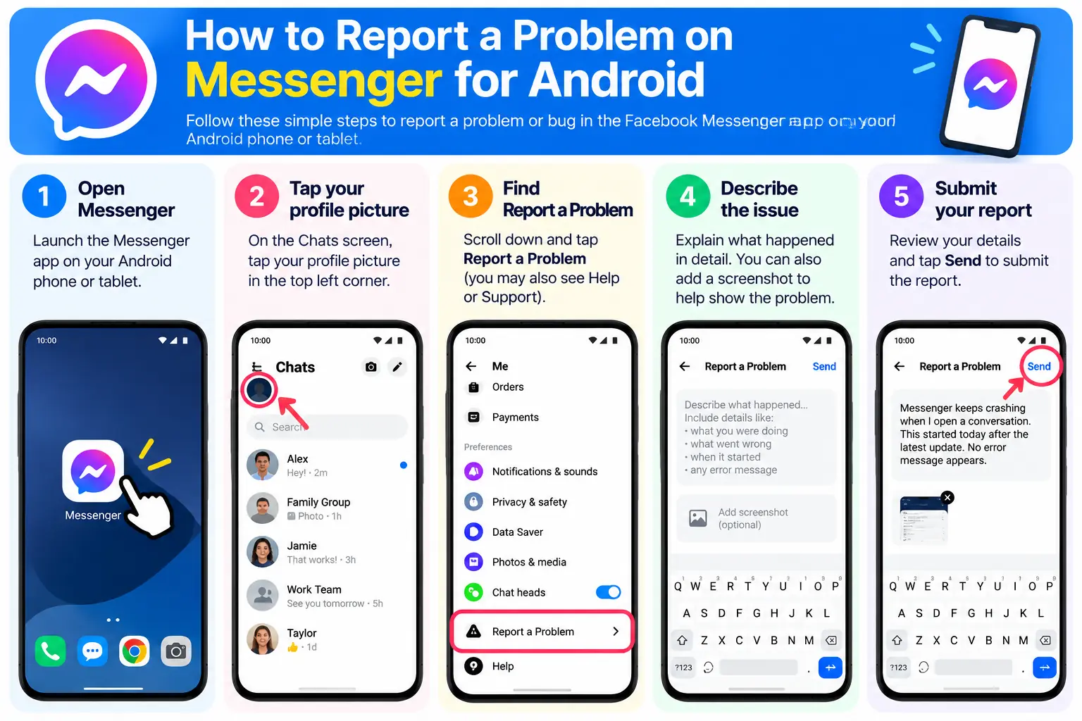 How to Report a Problem on Facebook Messenger: Step-by-Step Guide 2 How to Report a Problem on Messenger for Android