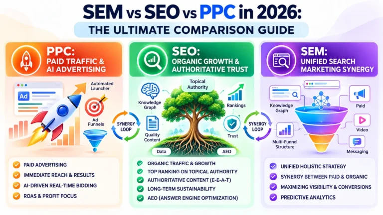 SEM vs SEO vs PPC: Key Differences, Benefits & Best Strategy