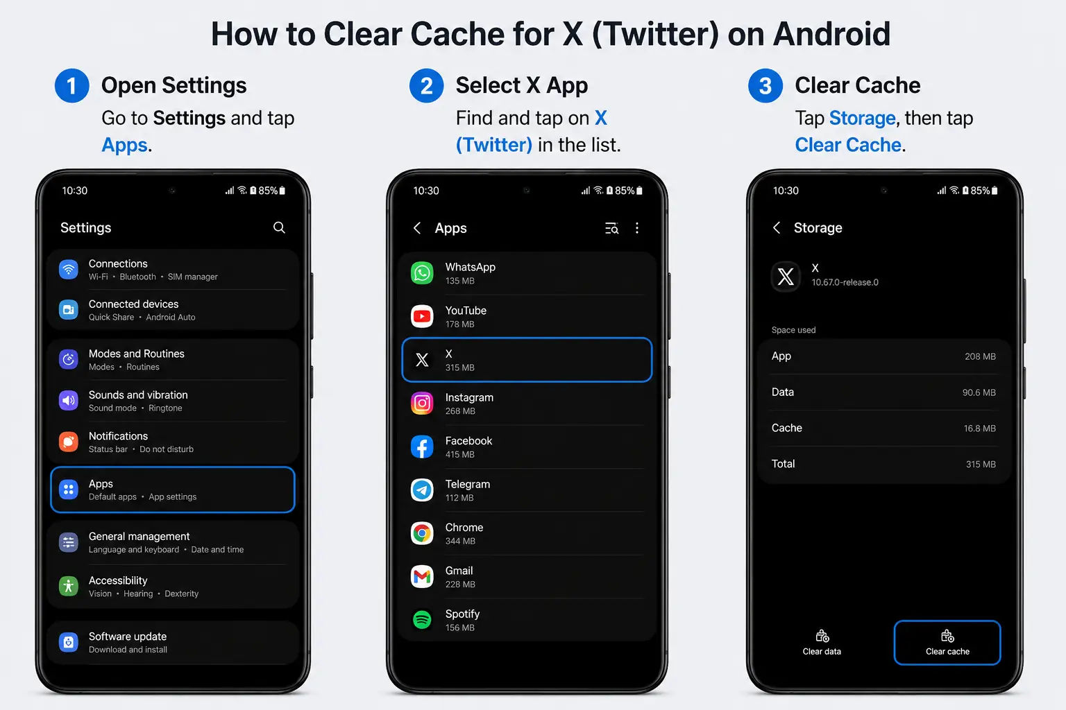 Clearing the X app cache on Android to fix bookmarks not showing.