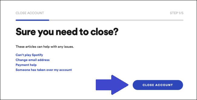 Confirm by clicking Close Account button