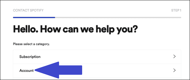 Click Account from Spotify Customer Support page