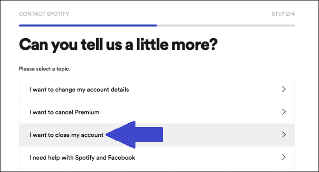Delete your Spotify Account step 2