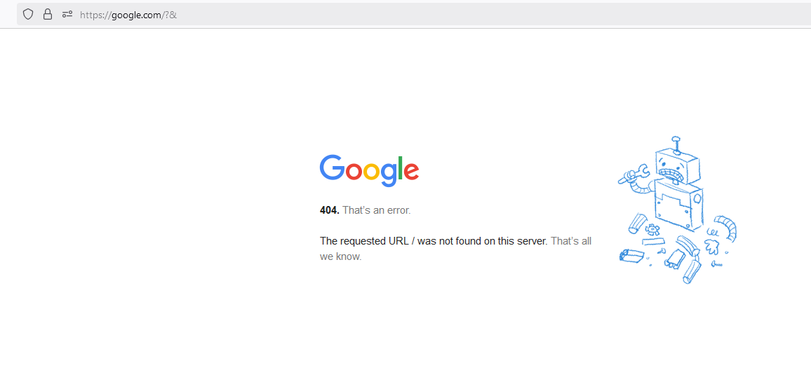 Google 404 error page