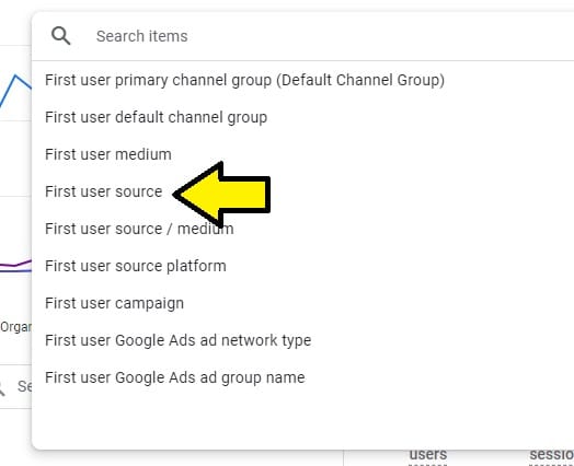 first user source in google analytics