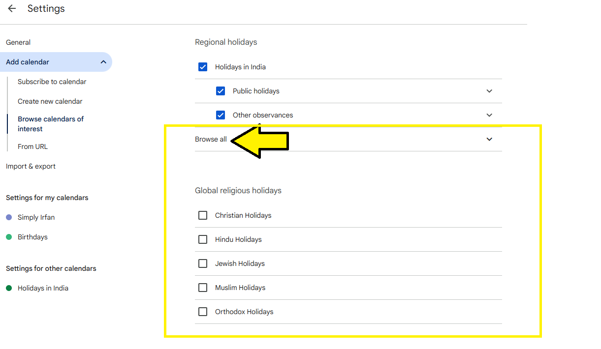 Manage Holidays in Google Calendar