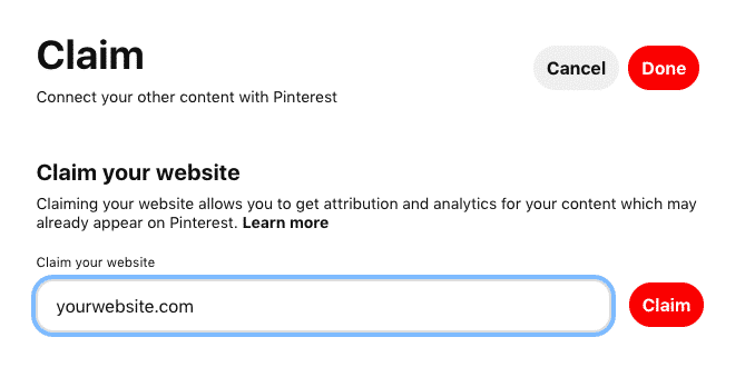 Claim your website on Pinterest 