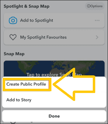 public profile snapchat create public profile