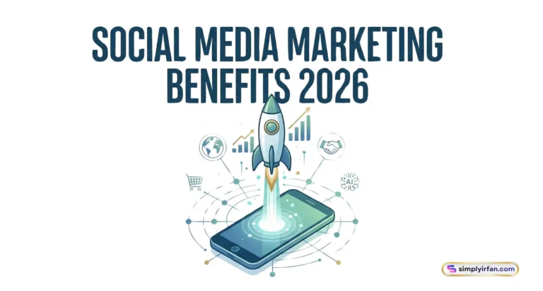 Benefits of Social Media Marketing: 30 Key Advantages in 2026 3 Illustration of a rocket launching from a smartphone, representing the rapid growth and benefits of social media marketing in 2026.