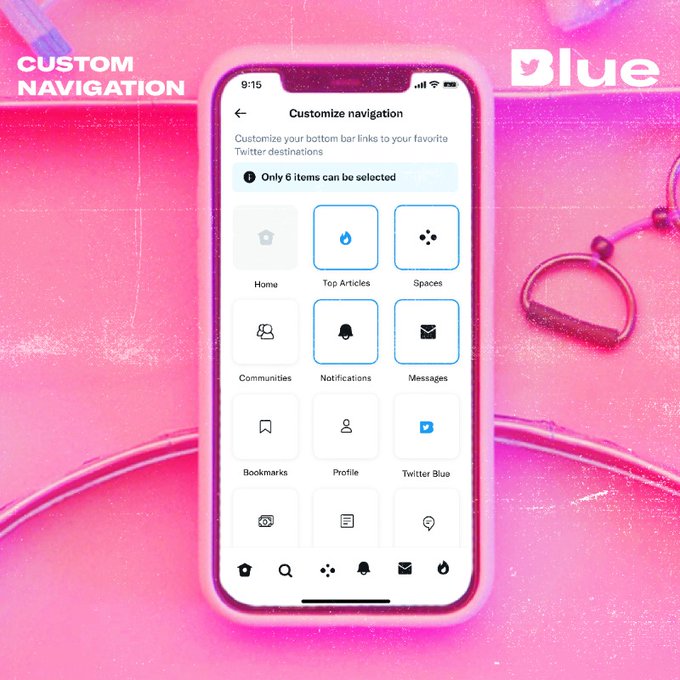 custom navigation - twitter blue 