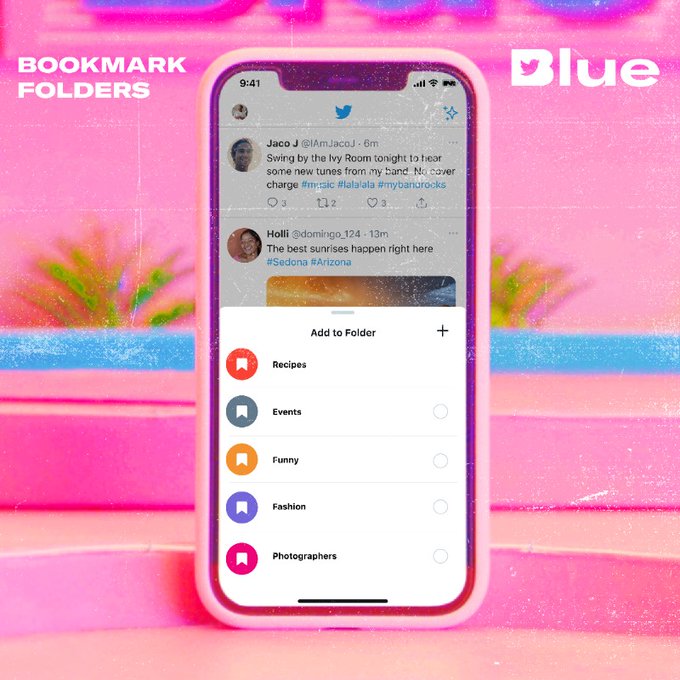 bookmark folders - twitter blue